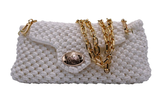 KRIBI WHITE COLOR ELEGANT PURSE 100% HAND-WOVEN