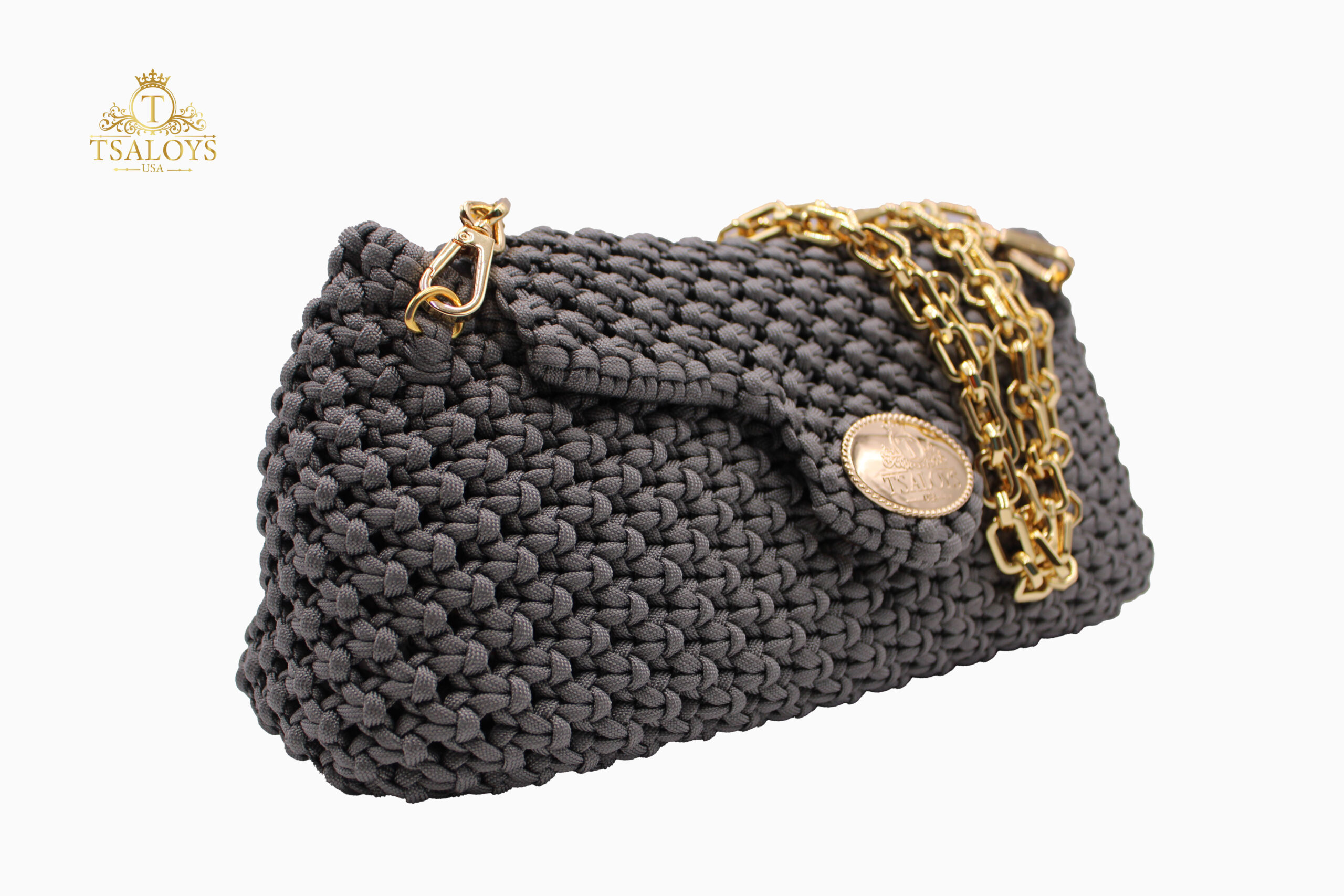 EDOUMA GRAY MADRID COLOR ELEGANT PURSE 100% HAND-WOVEN