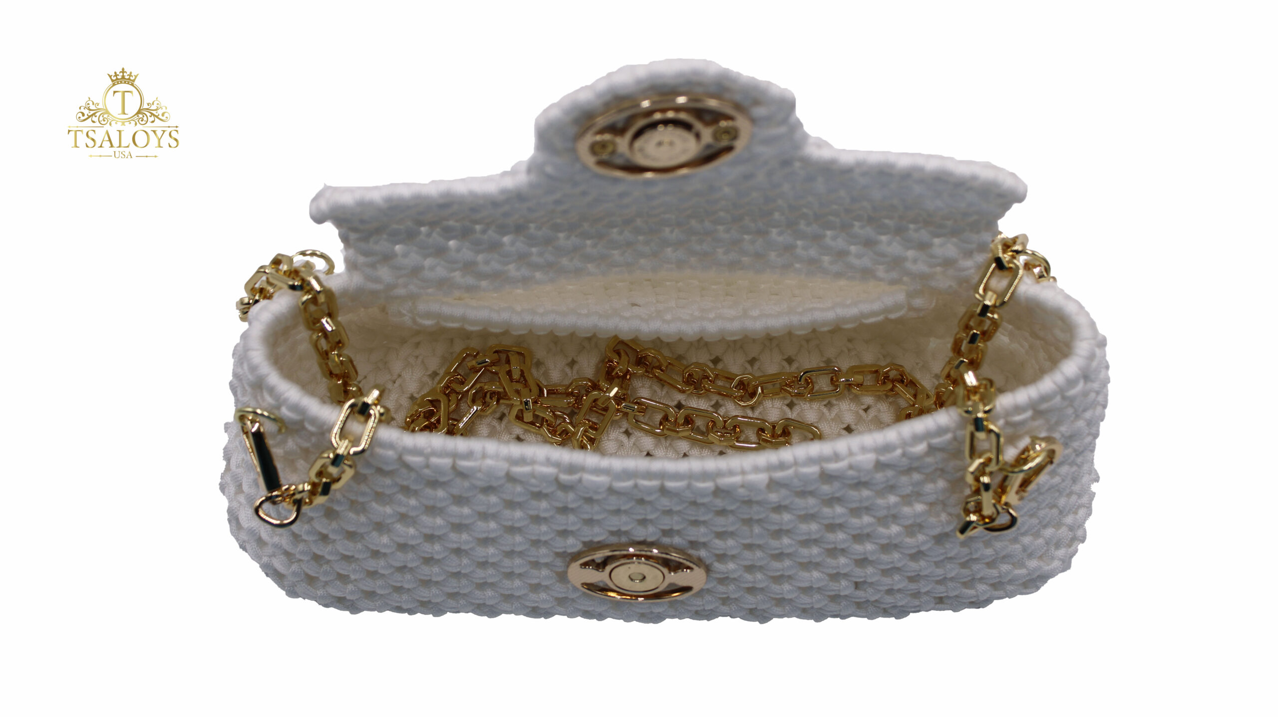 KRIBI WHITE COLOR ELEGANT PURSE 100% HAND-WOVEN