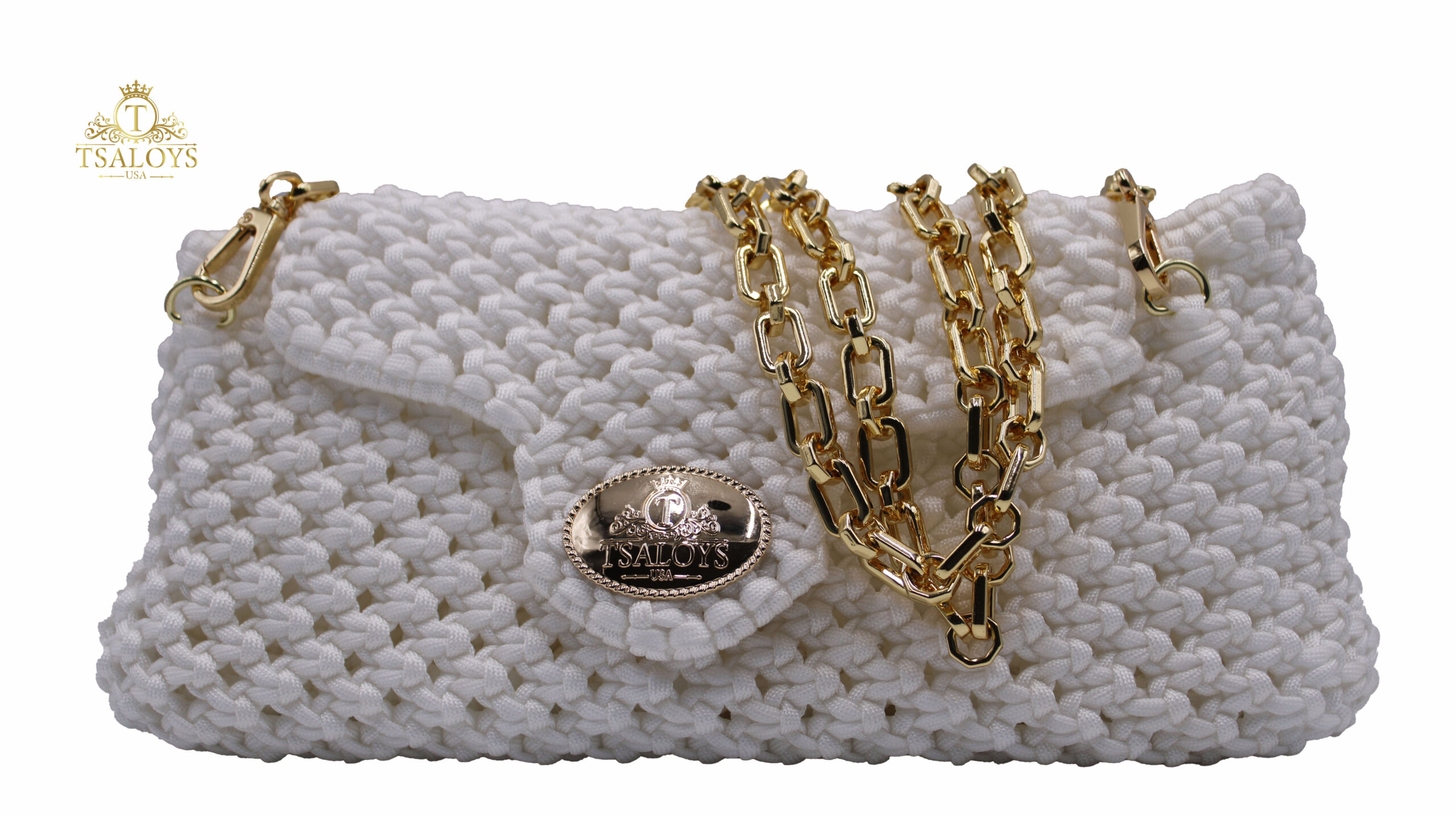 KRIBI WHITE COLOR ELEGANT PURSE 100% HAND-WOVEN