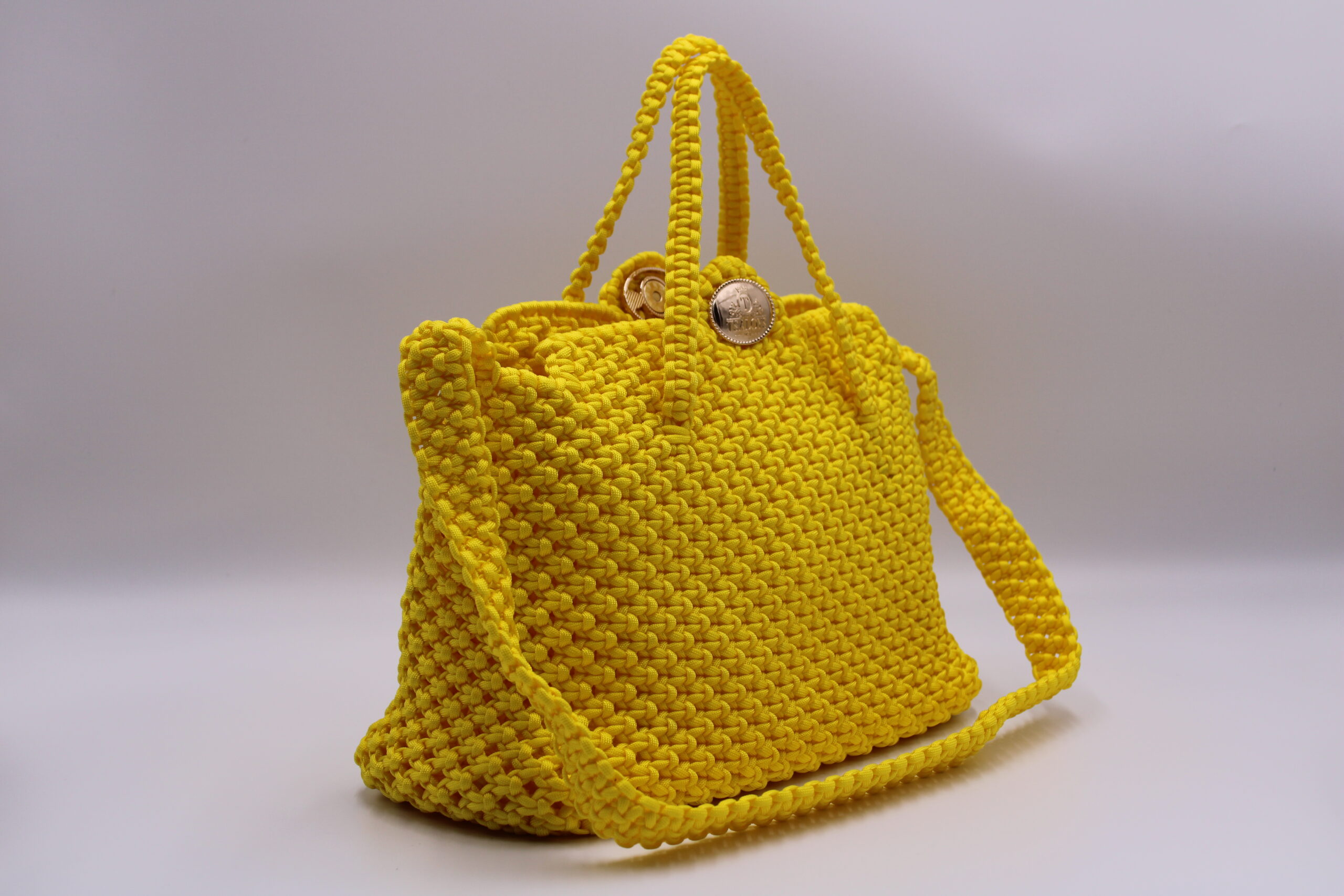 Yellow tote bag 100% hand-woven