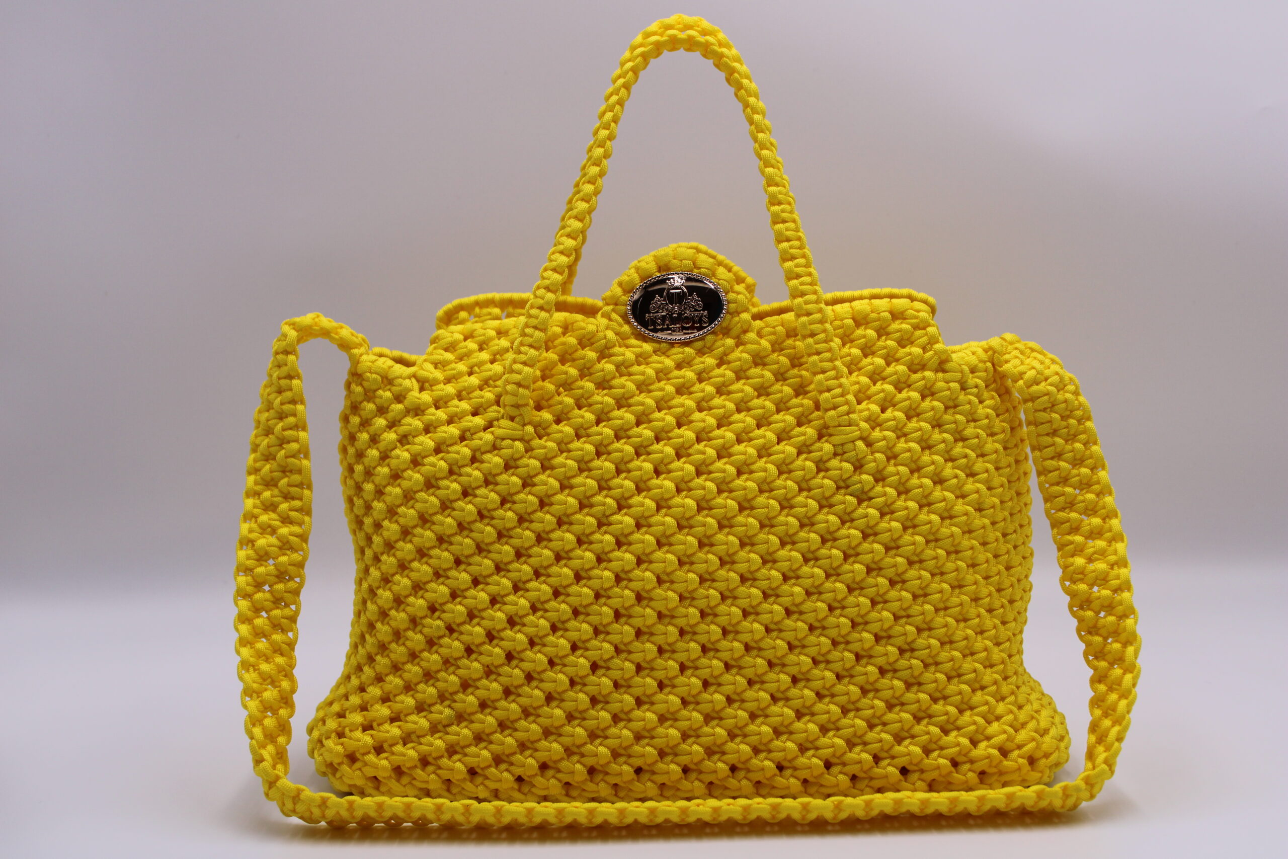 Yellow tote bag 100% hand-woven