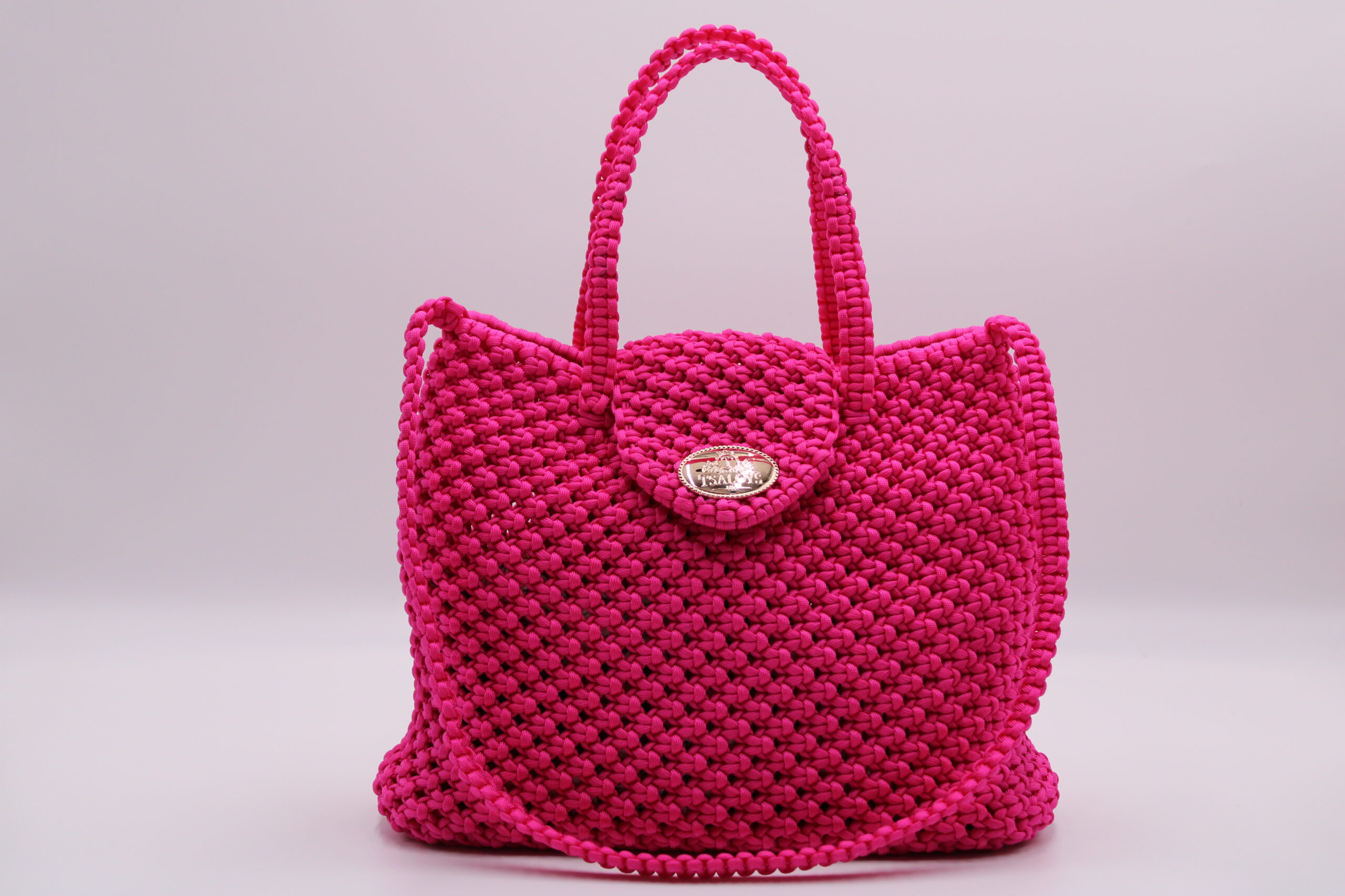 Fuchsia tote bag 100% hand-woven