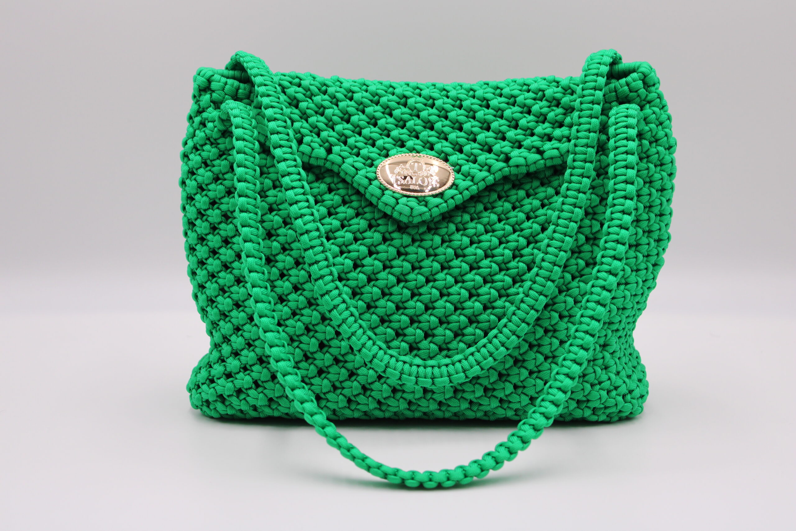 TOTE BAG GREEN COLOR WITH CLOSED TOP 100% HAND-WOVEN WITH THE SMALL INTERNAL BAG