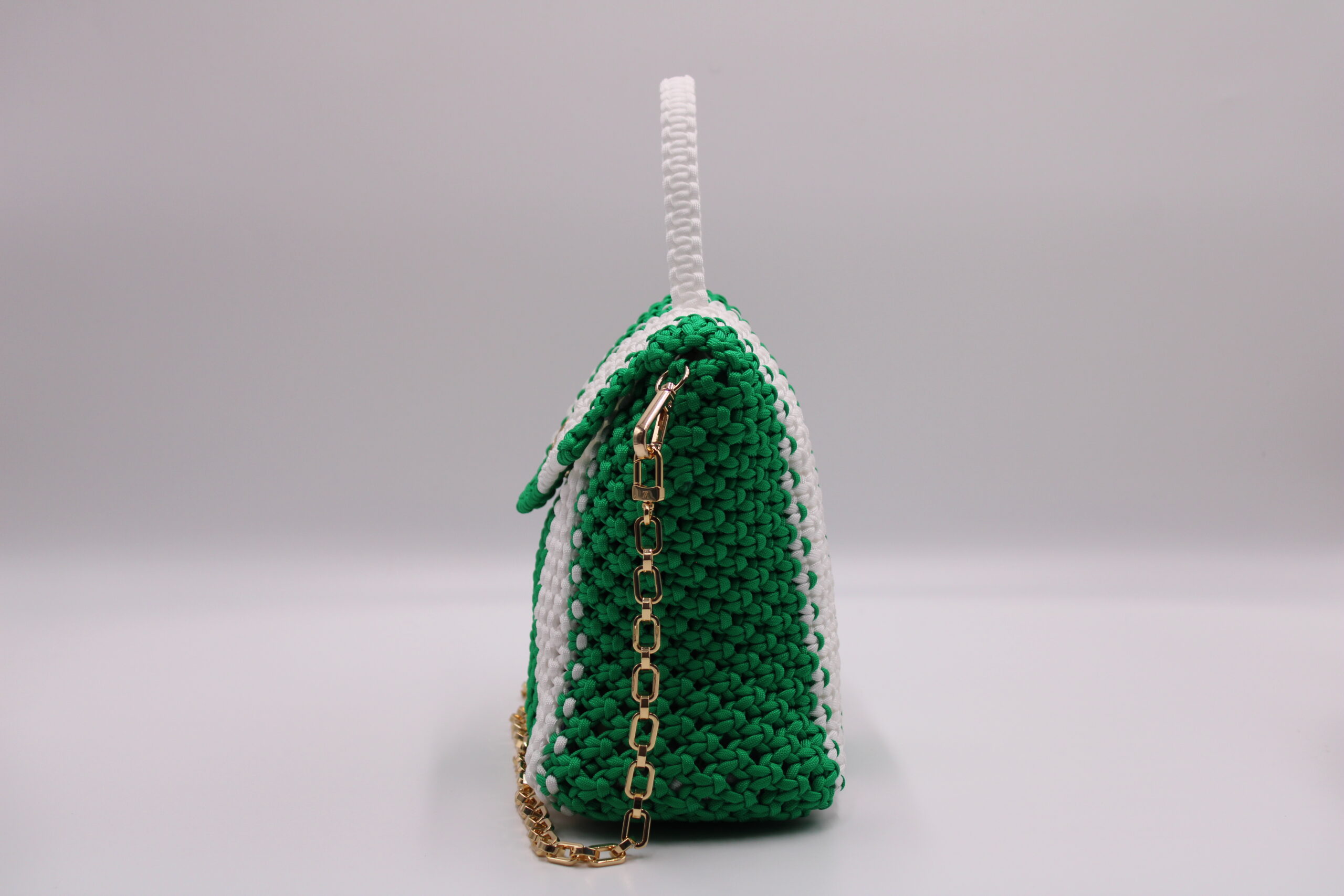 NGON ETENGA TWO COLORS GREE-WHITE BAG 100% HAND-WOVEN WITH THE SMALL INTERNAL POCKET