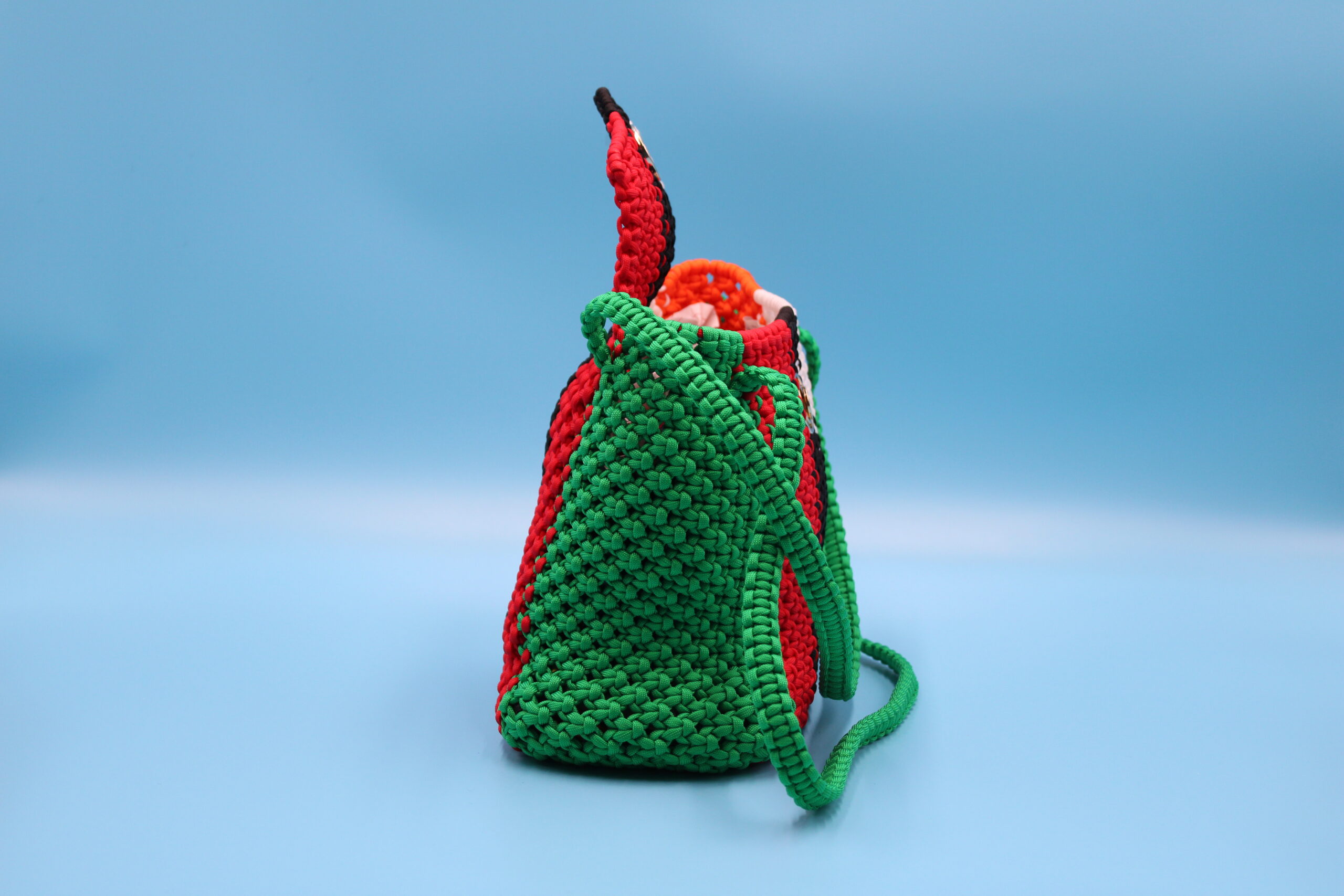 TOTE BAG MULTICOLOR WITH CLOSED TOP 100% HAND-WOVEN WITH THE SMALL INTERNAL BAG