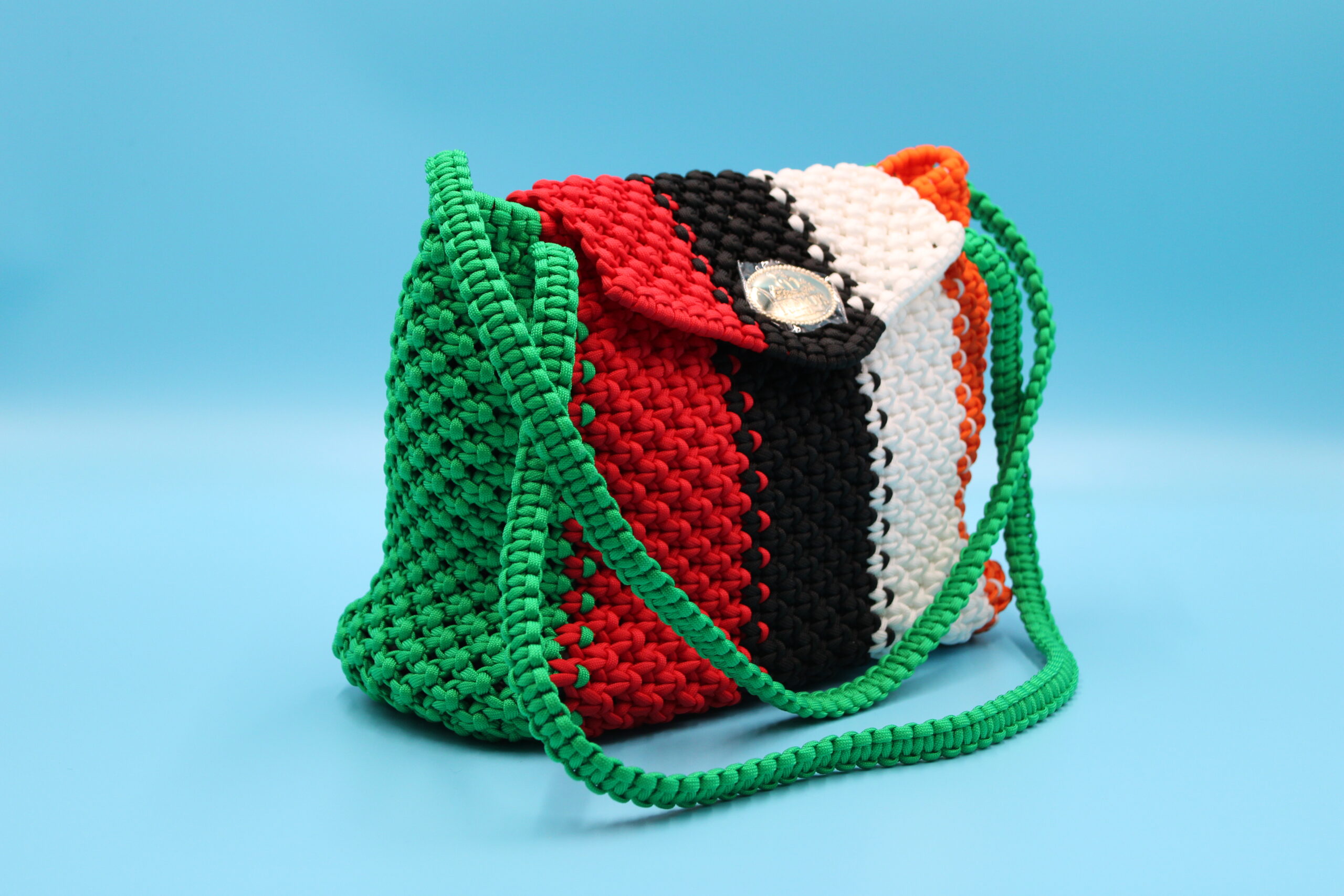 TOTE BAG MULTICOLOR WITH CLOSED TOP 100% HAND-WOVEN WITH THE SMALL INTERNAL BAG