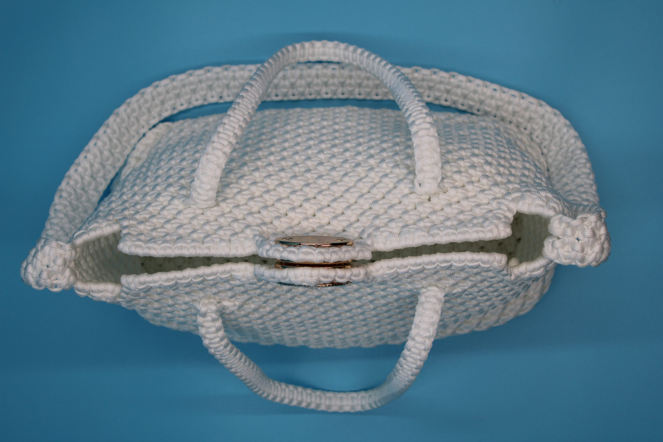 MONT BLANC MIDSIZED ELEGANT WHITE TOTE BAG 100% hand-woven