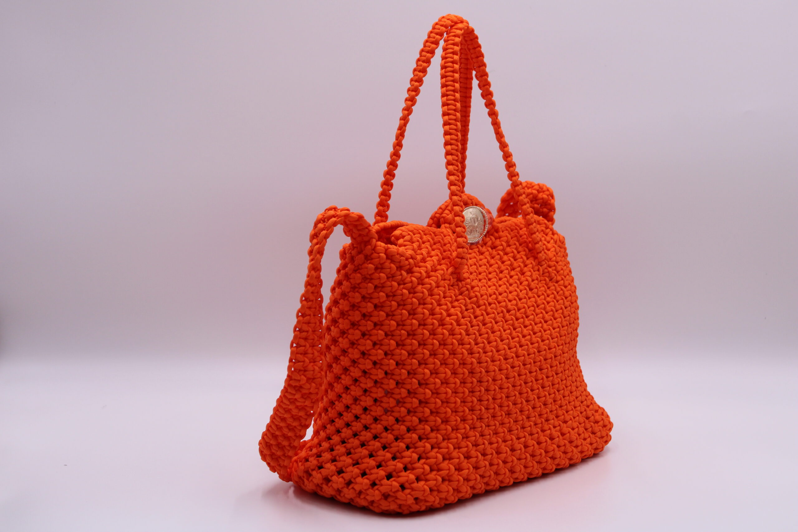 MONT FAKO ELEGANT ORANGE LARGE TOTE BAG 100% hand-woven