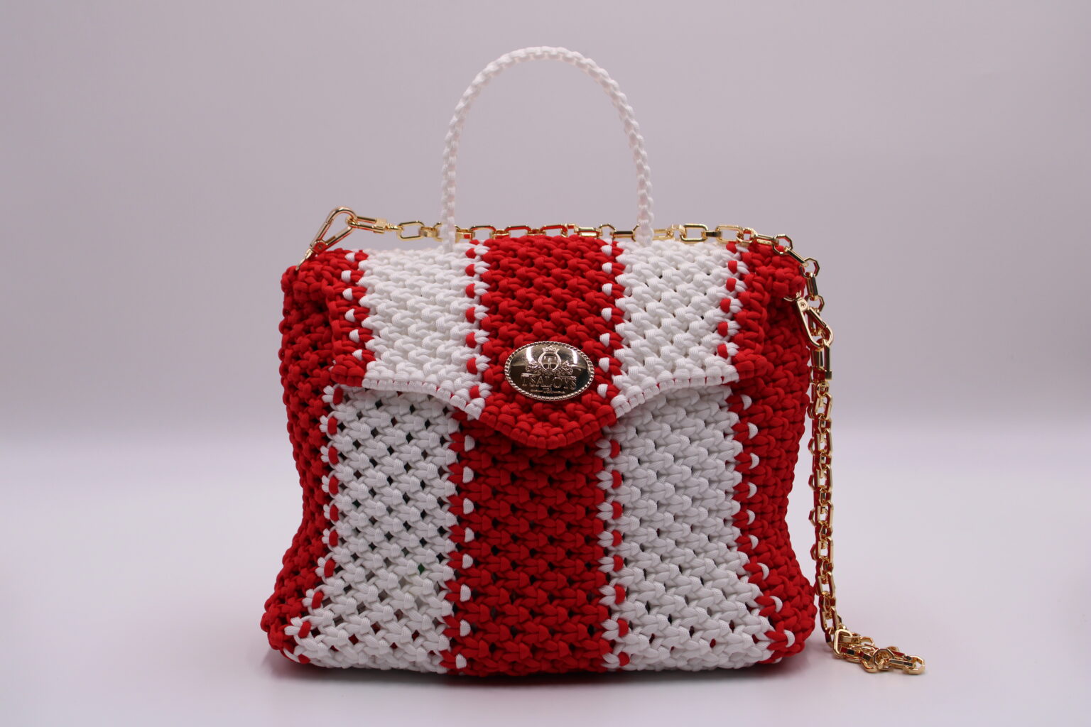 ADJAB TWO COLORS REDWHITE BAG 100 HANDWOVEN WITH THE SMALL INTERNAL